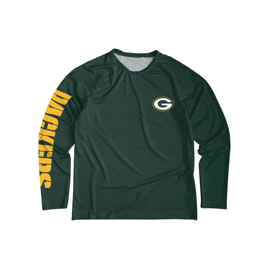 Green Bay Packers NFL Mens Rash Guard Long Sleeve Swim Shirt